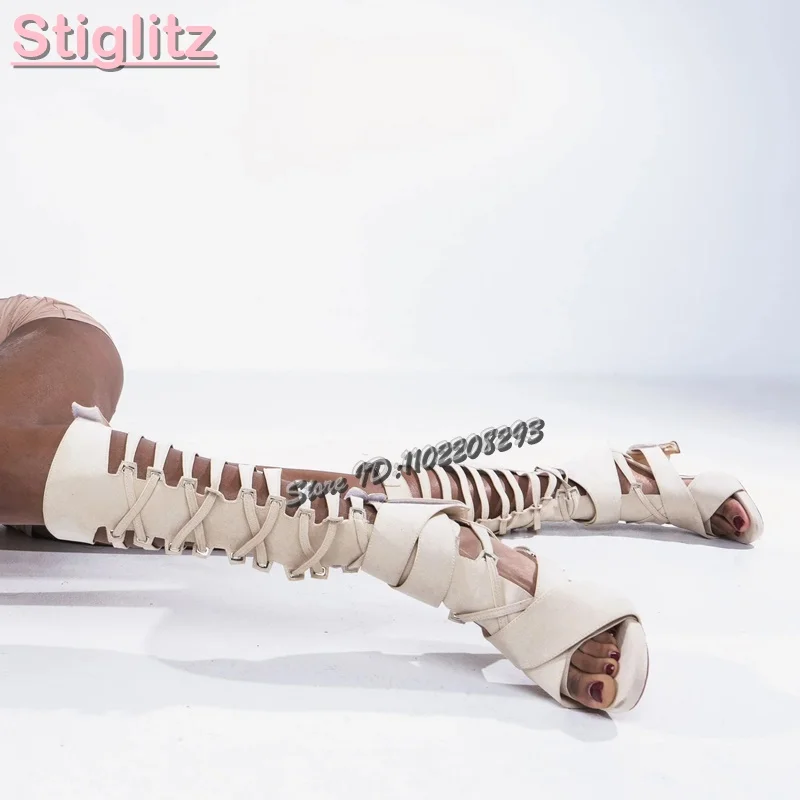 Women'S Fashion Summer 2025 - Retro Cross-tied Roman Sandals Solid Frosted