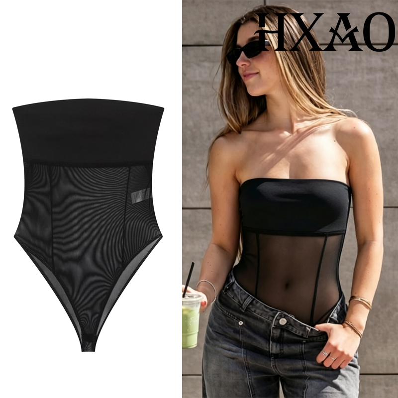 Corset Top Boned - HXAO Tulle Corset Bodys Woman Summer