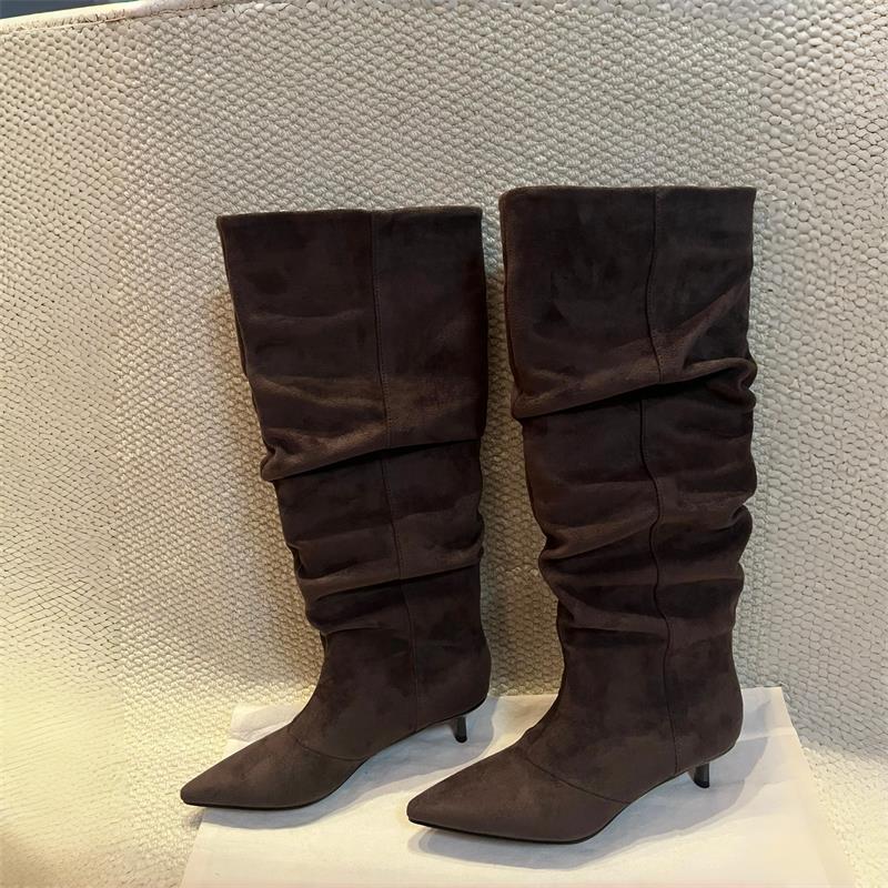 Winter Fashion Women Boots - Suede Slouch Knee High Boots Women
