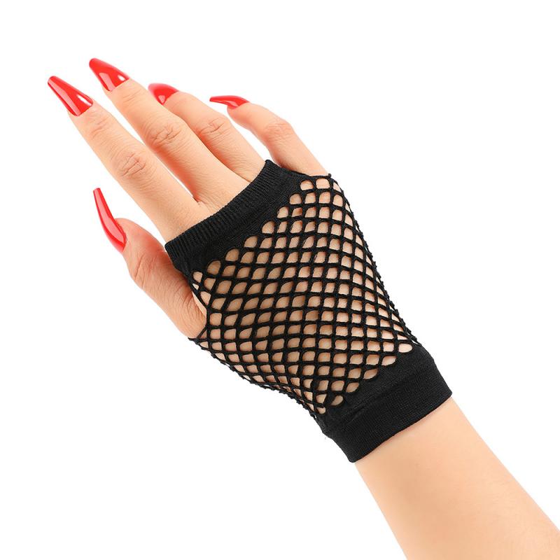 Women'S Fashion Vogue - 1Pair Short Fishnet Net Gloves Fingerless