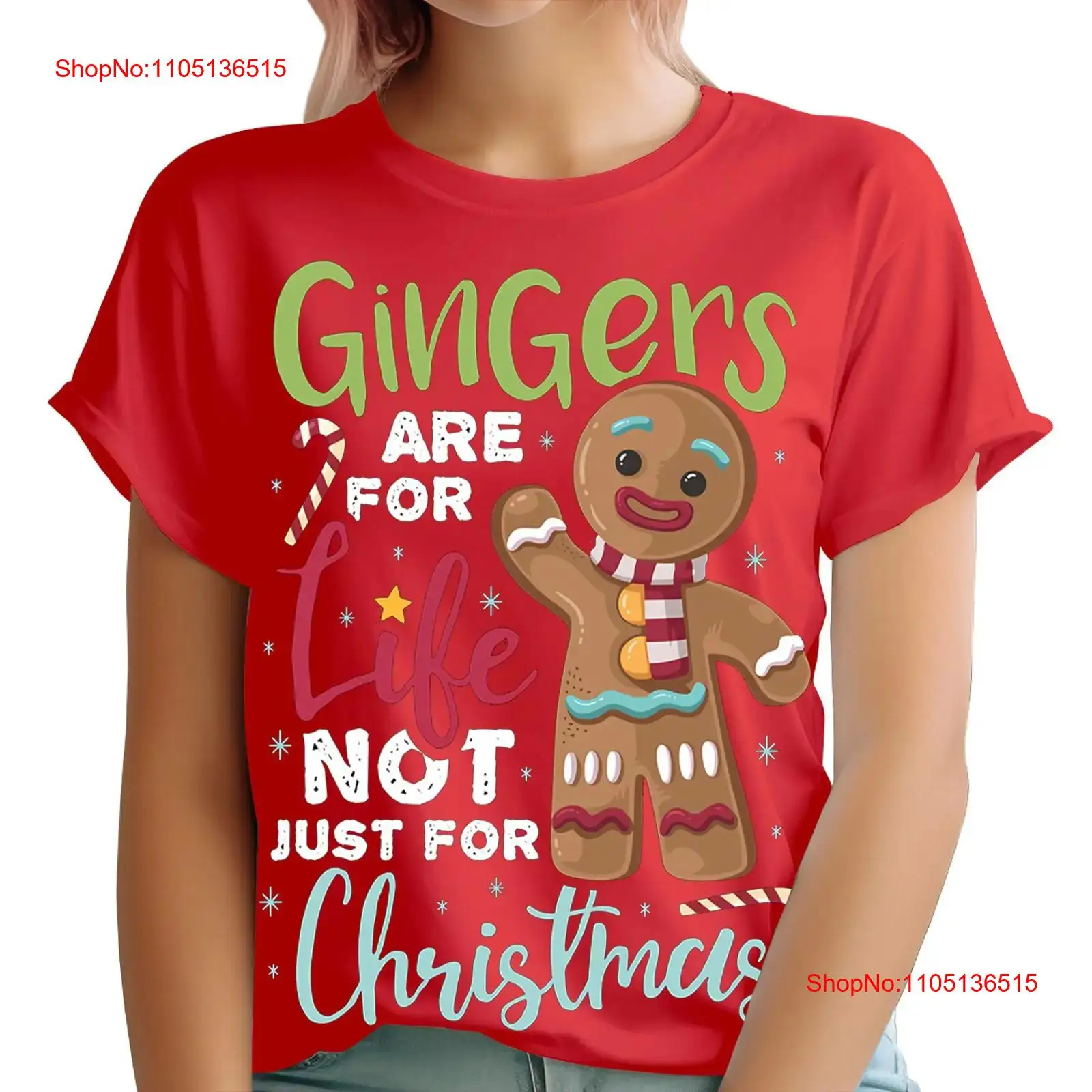 Women'S Fashion Graphic Tees - Gingerbread T Shirt for Women Christmas