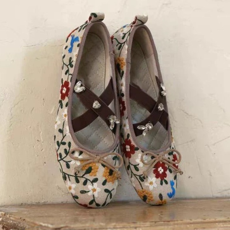 Embroidery Flower Ballet Flats - Women Fashion Designers 리뷰 및 가격