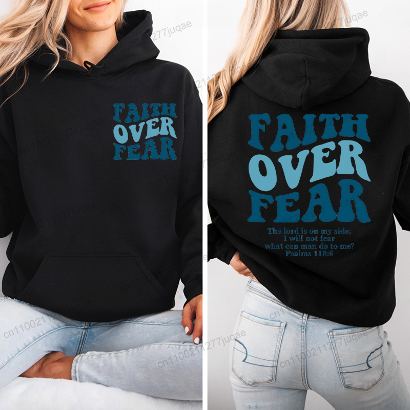 Faith Over Fear Print Sweatshi - Women Fashion Over 50 리뷰 및 가격