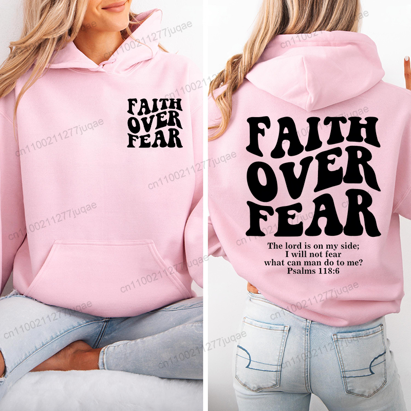 Faith Over Fear Print Sweatshi - Women Fashion Over 50 리뷰 및 가격