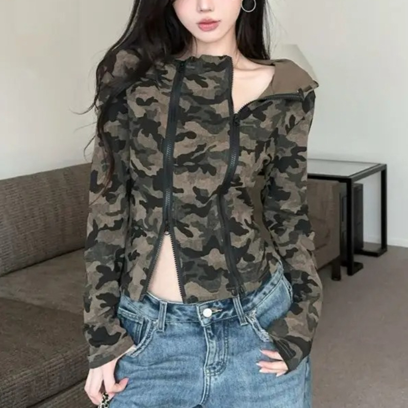 Women Camo Zip-up Hoodie Cropp - Women'S Fashion Zip Hoodie 리뷰 및 가격