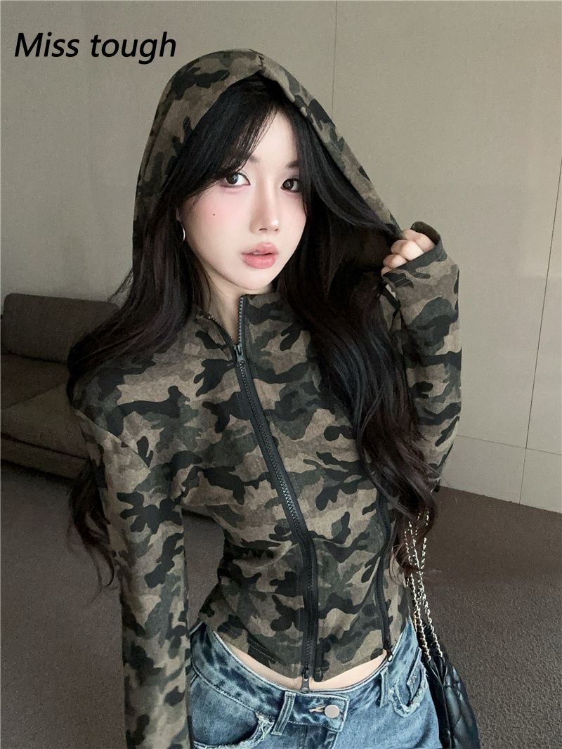 Women Camo Zip-up Hoodie Cropp - Women'S Fashion Zip Hoodie 리뷰 및 가격