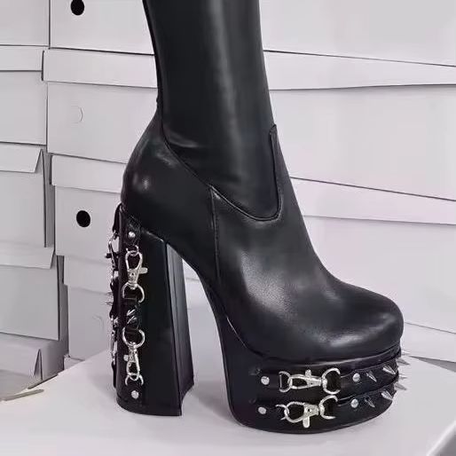 Rivet Platform Heel Knee-High  - Winter Fashion Women Boots 리뷰 및 가격