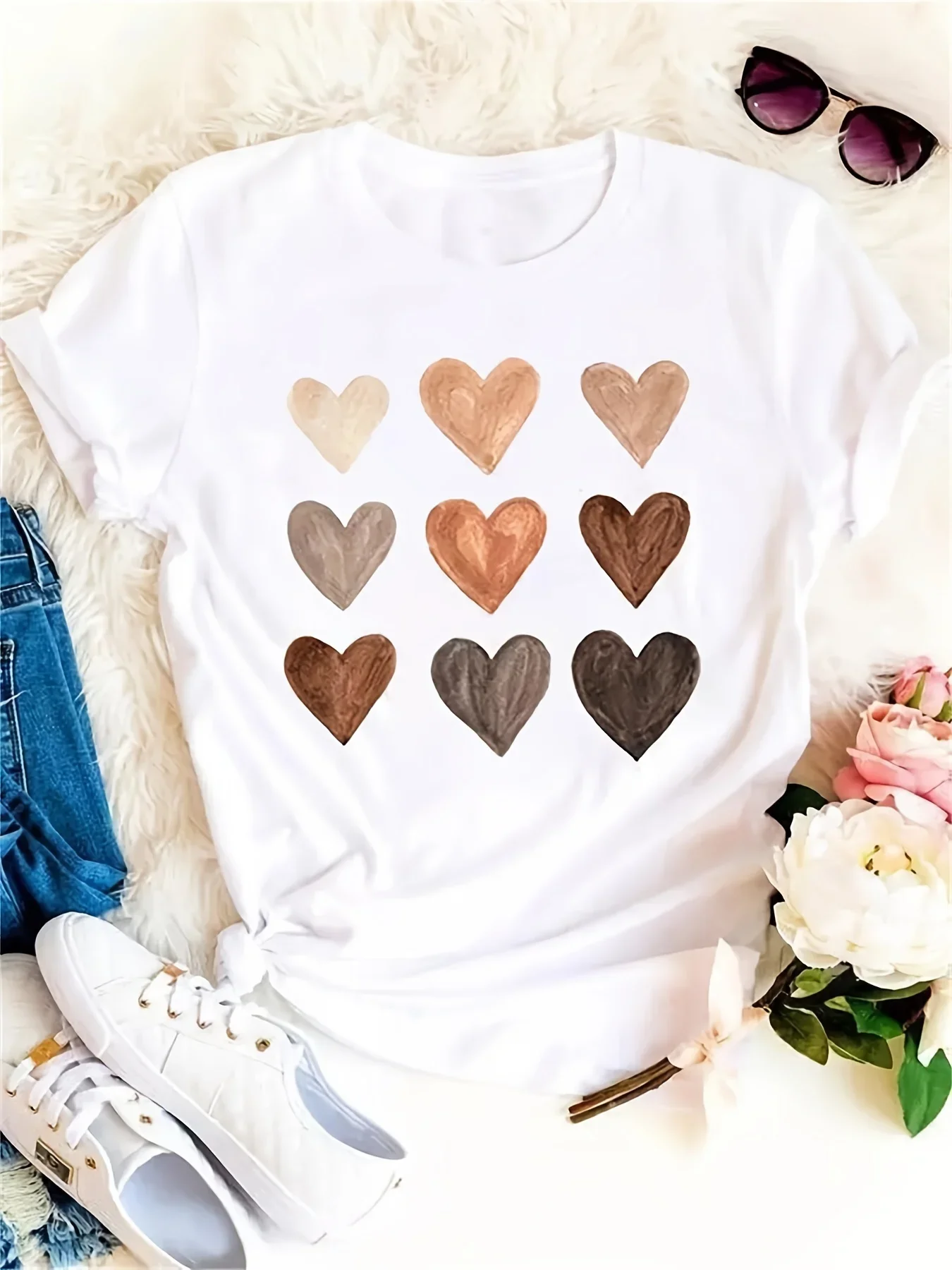 Plus Size Women Tee Heart Grap - Women'S Fashion Graphic Tees 리뷰 및 가격