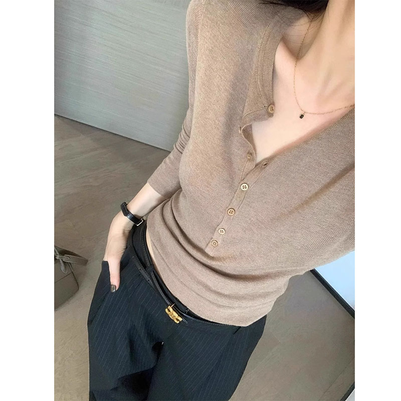 Women Long Sleeved Top V-neck  - Women Fashion Designers 리뷰 및 가격