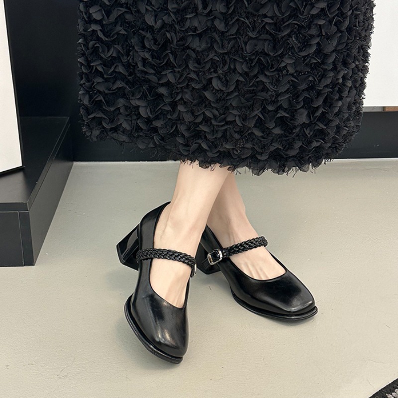 Spring Square Toe Thick Heel W - Women'S Fashion Korea 리뷰 및 가격