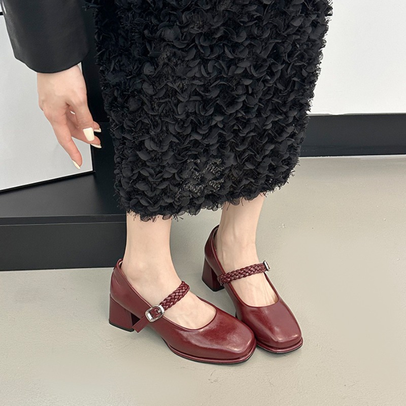 Spring Square Toe Thick Heel W - Women'S Fashion Korea 리뷰 및 가격