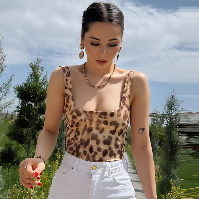 HXAO Leopard Slip Bodysuit Wom - Corset Top Boned 리뷰 및 가격