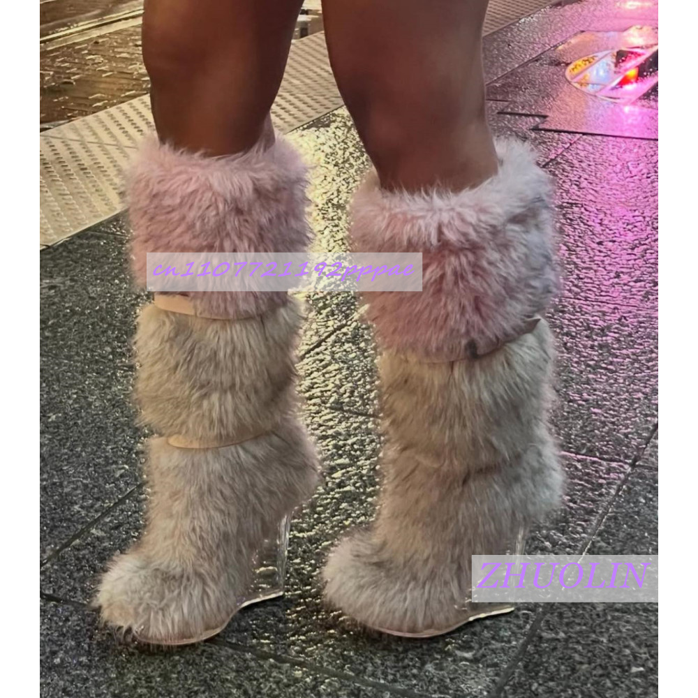 Winter Gradient Furry Transpar - Winter Fashion Women Boots 리뷰 및 가격