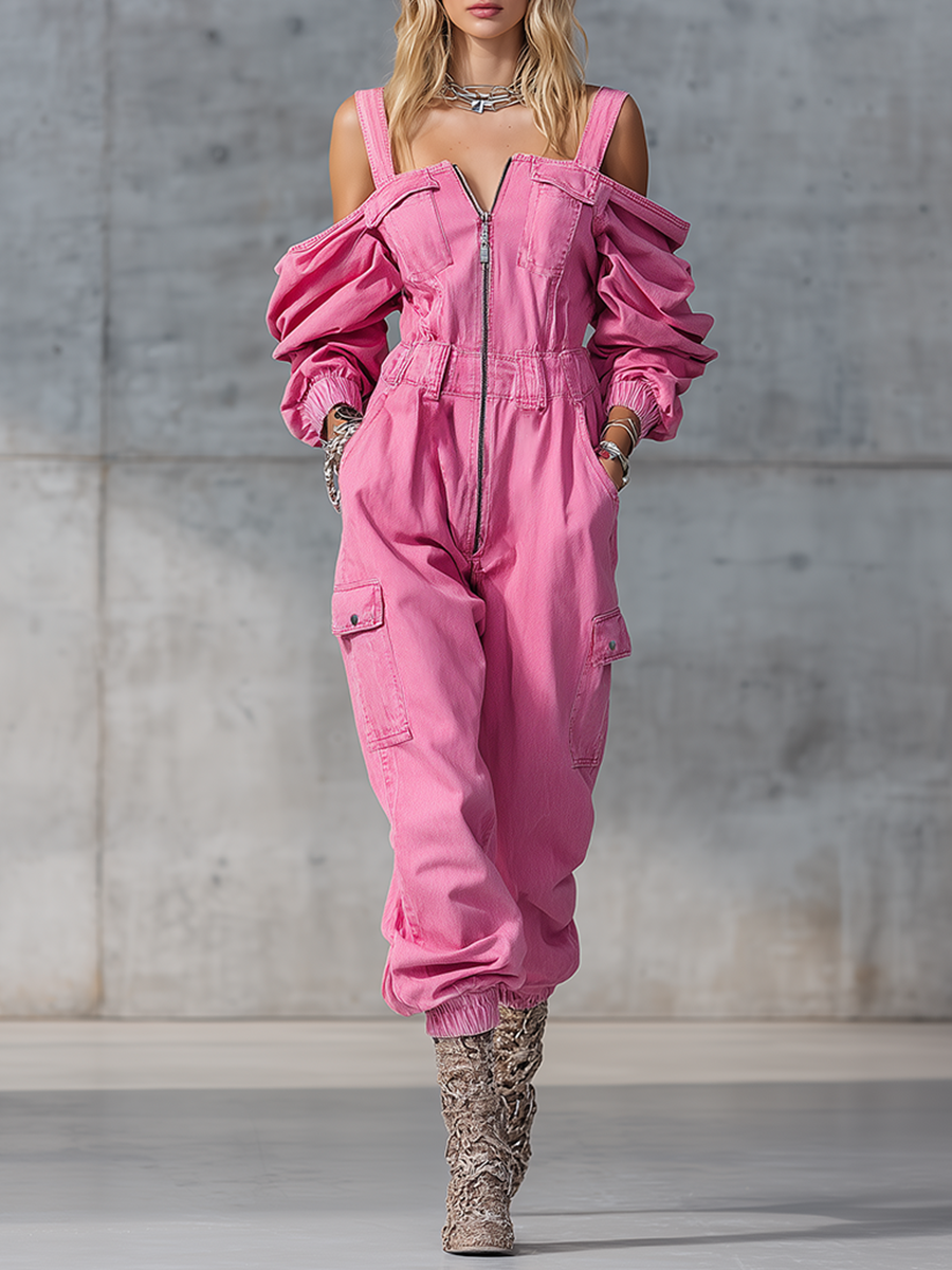 Fashion Vintage Denim Jumpsuit - Women'S Fashion Vintage Off Shoulder Long Sleeve Jumpsuit 리뷰 및 가격