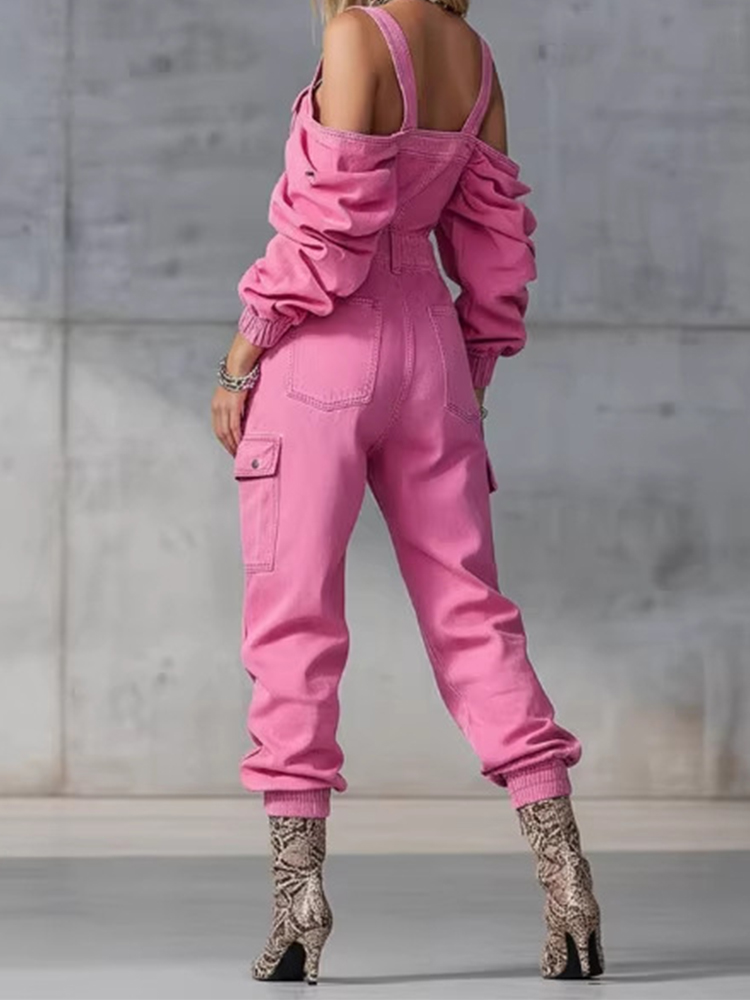 Fashion Vintage Denim Jumpsuit - Women'S Fashion Vintage Off Shoulder Long Sleeve Jumpsuit 리뷰 및 가격