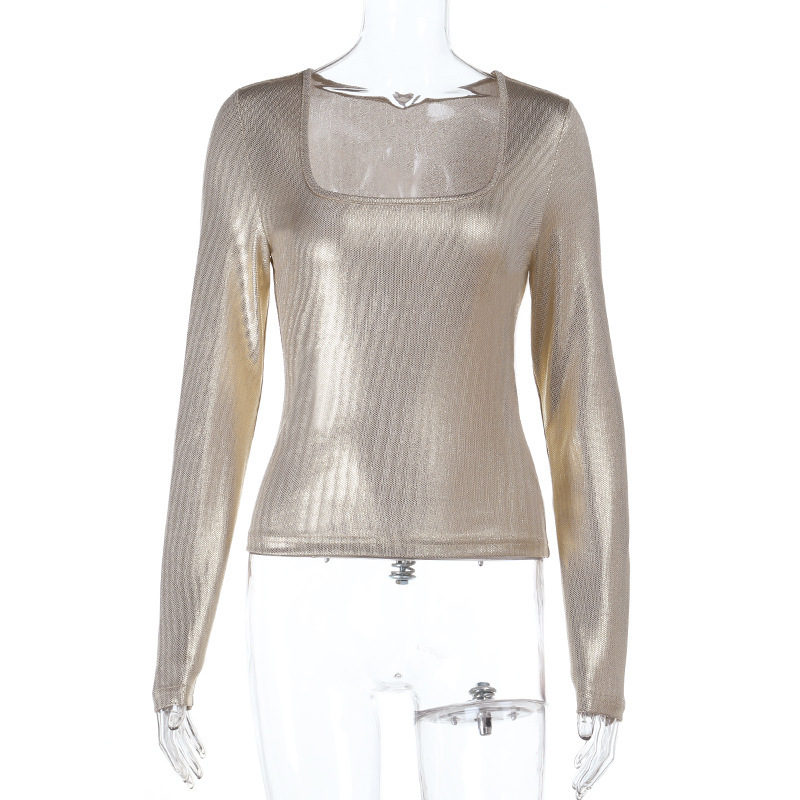 Women Metal Gilding Slim Fit T - Women'S Fashion Gilded Age 리뷰 및 가격