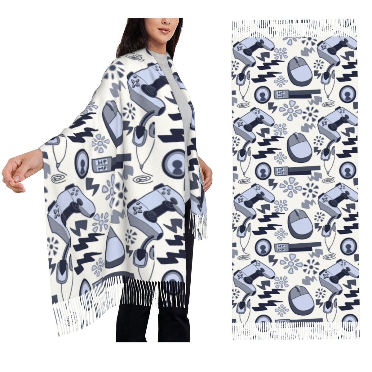 Video Gamers Print In Blue Gra - Women Fashion Video 리뷰 및 가격