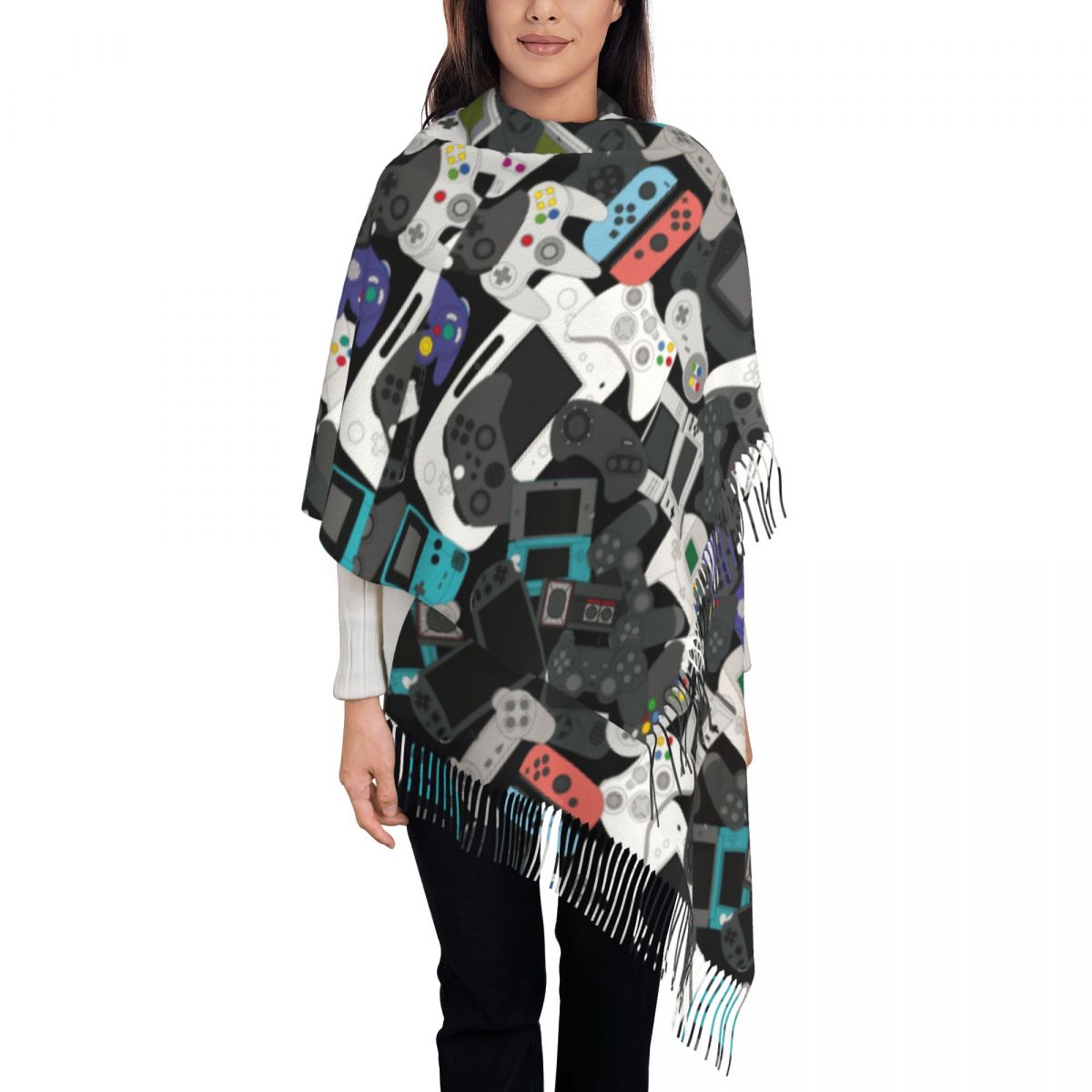 Gamer Controller Tassel Scarf  - Women Fashion Video 리뷰 및 가격