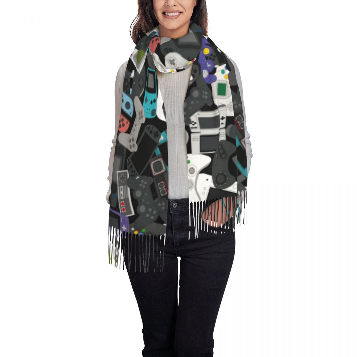 Gamer Controller Tassel Scarf  - Women Fashion Video 리뷰 및 가격