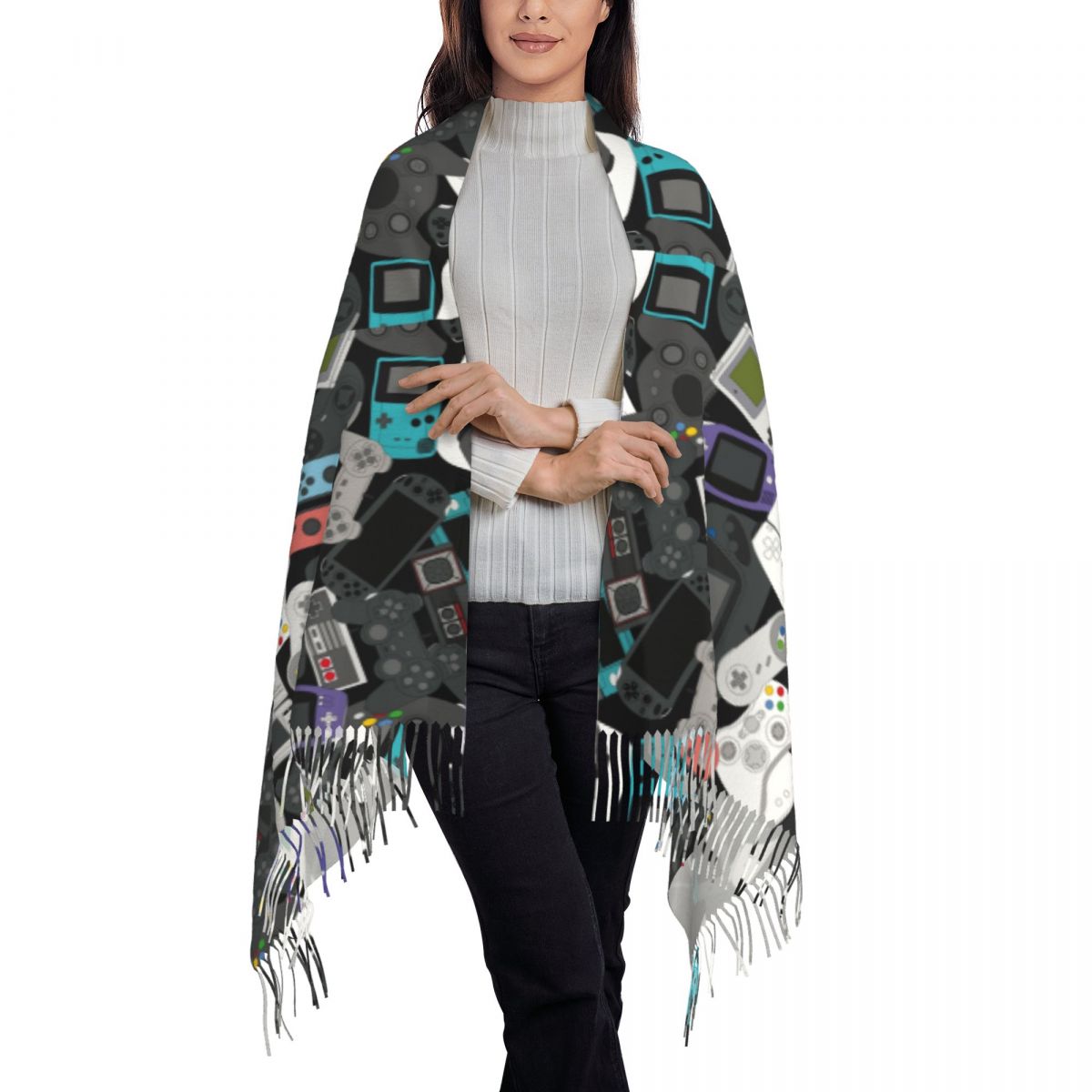 Gamer Controller Tassel Scarf  - Women Fashion Video 리뷰 및 가격