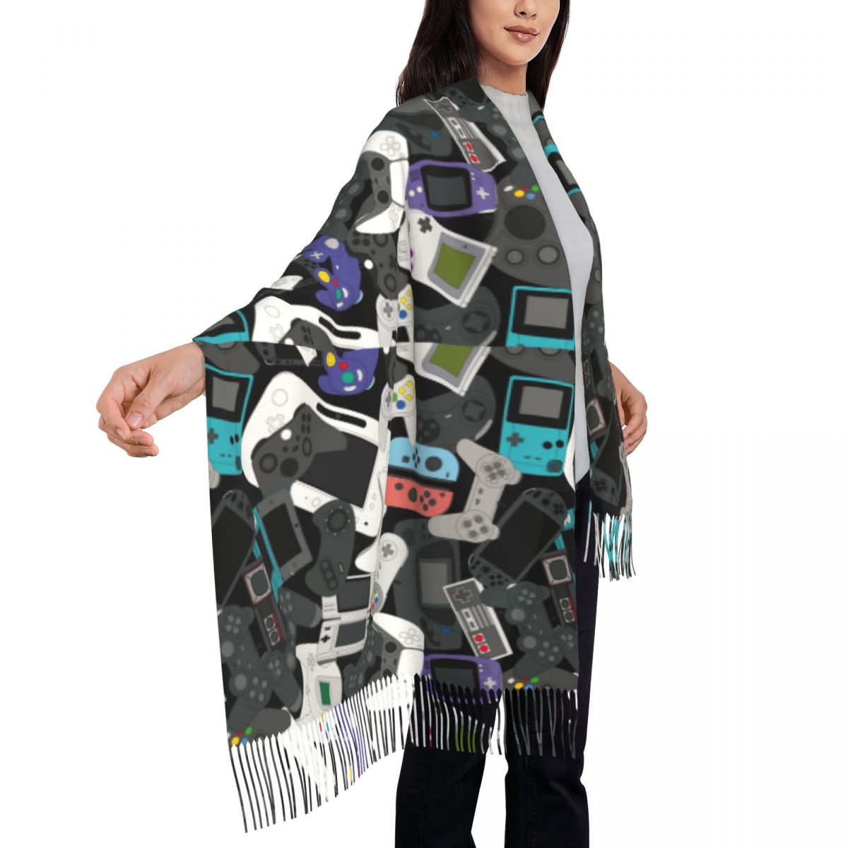 Gamer Controller Tassel Scarf  - Women Fashion Video 리뷰 및 가격