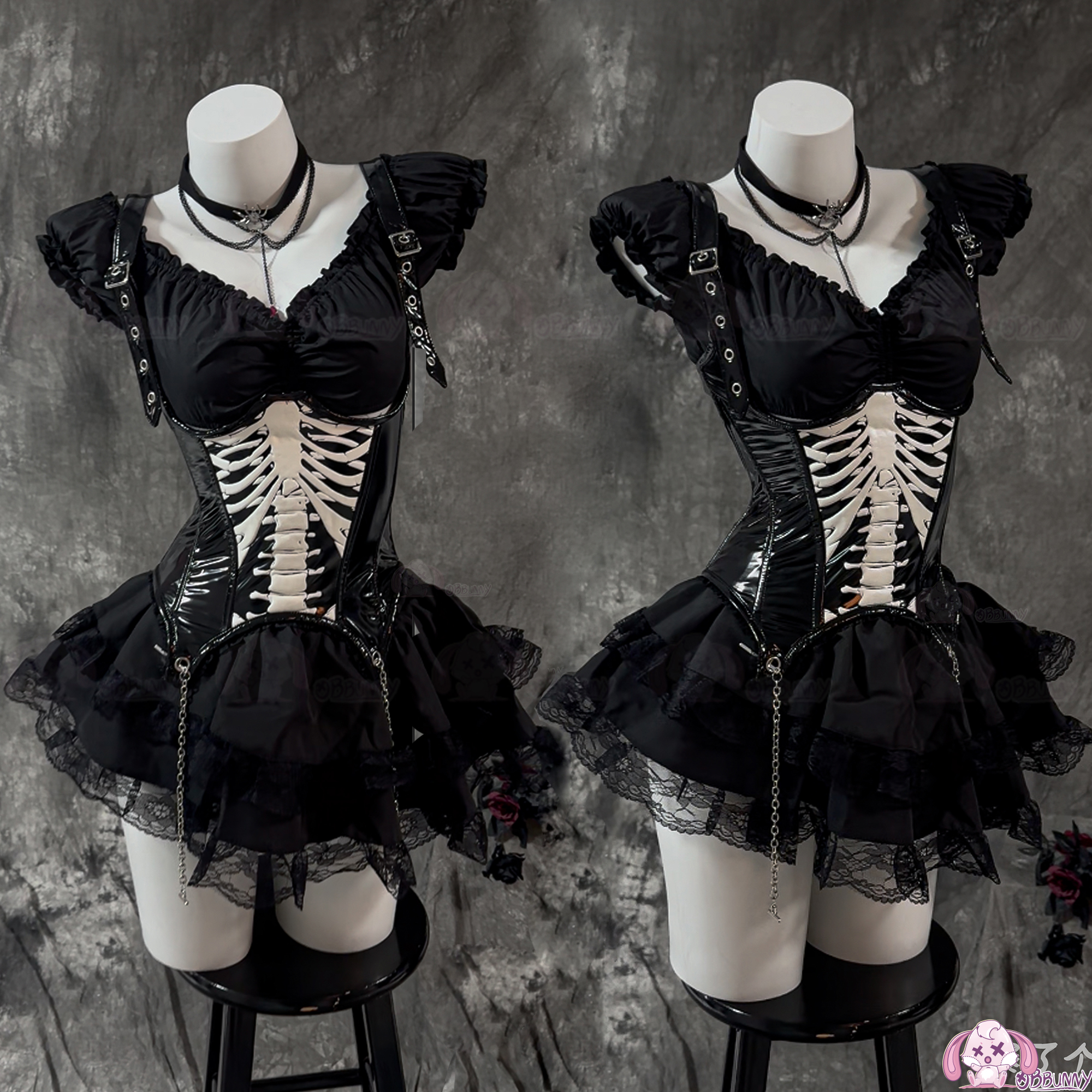 Halloween Gothic Skull Short D - Corset Top Boned 리뷰 및 가격