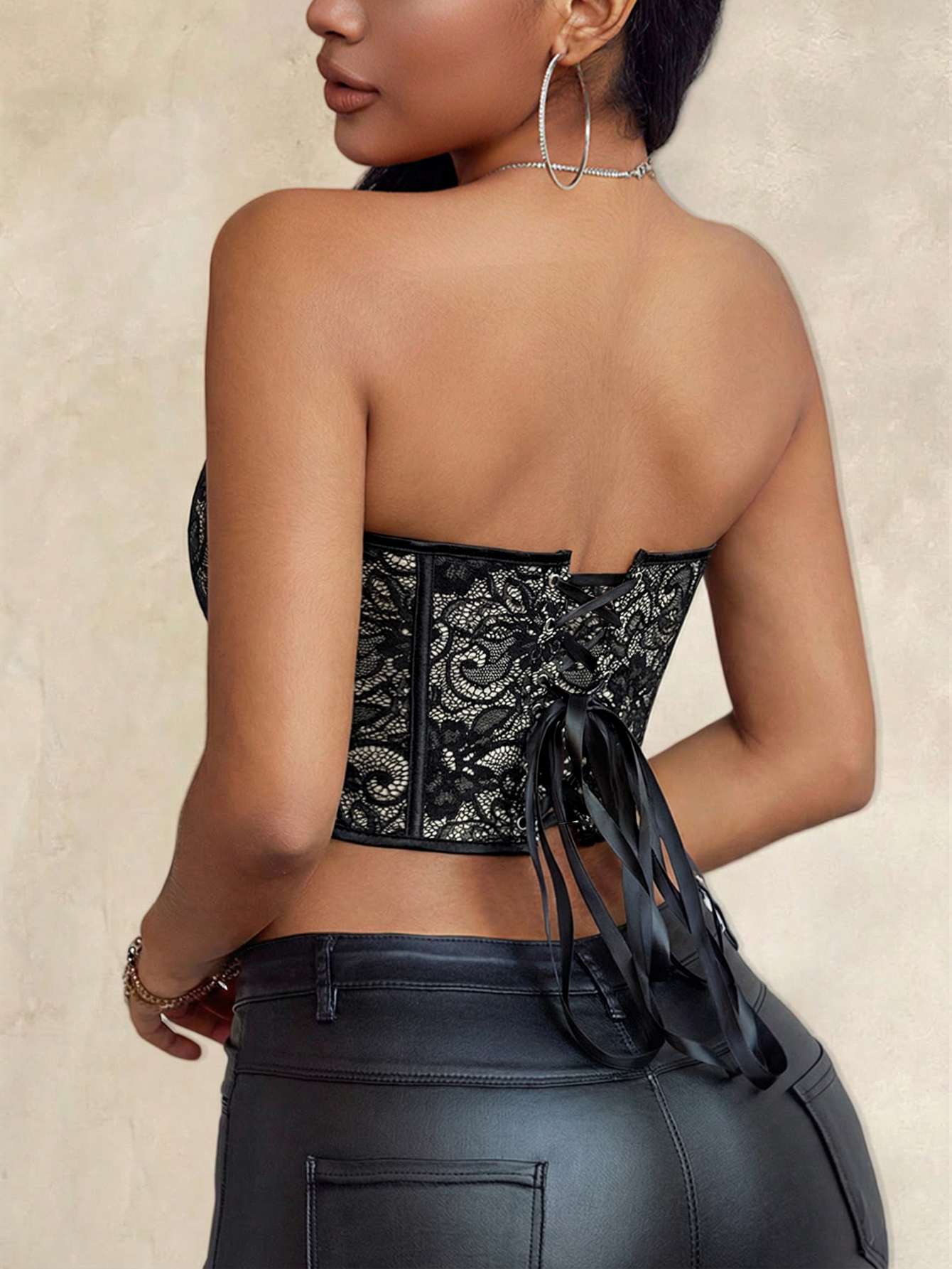 Sexy black lace heart-shaped s - Corset Top Boned 리뷰 및 가격