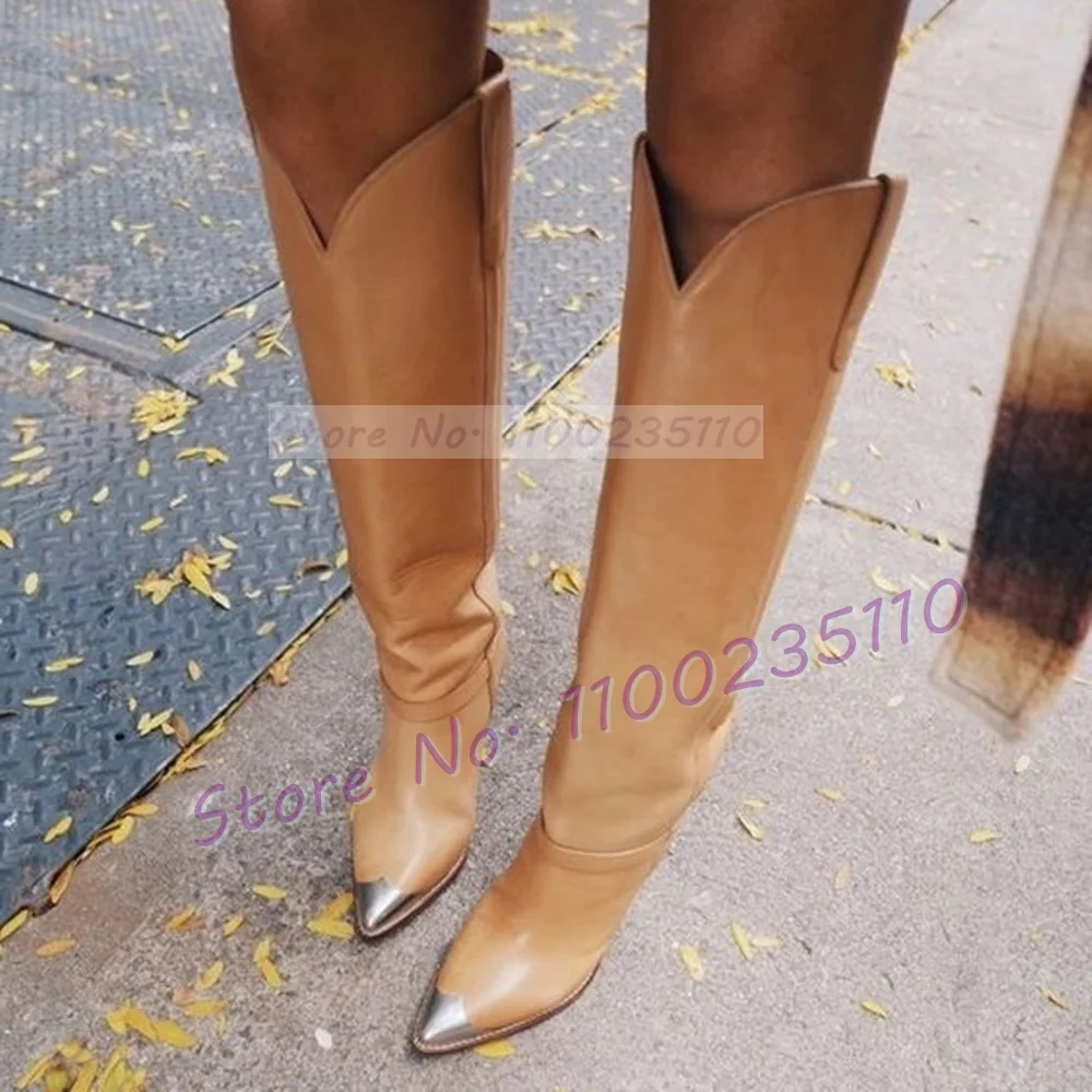 Silver Metal Toe Tan Knee-High - Winter Fashion Women Boots 리뷰 및 가격