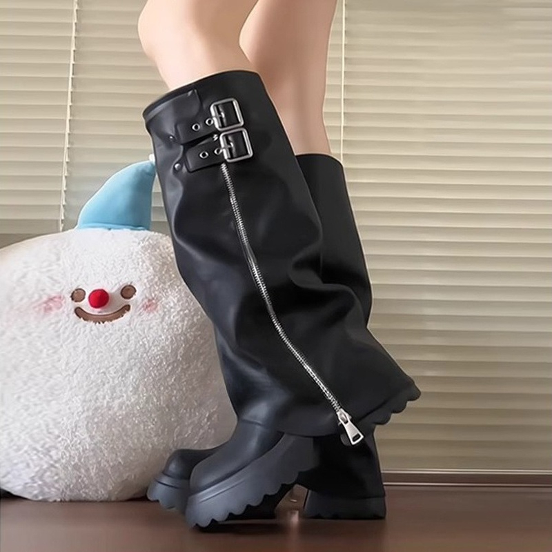 Punk Style Splicing Thick Bott - Winter Fashion Women Boots 리뷰 및 가격
