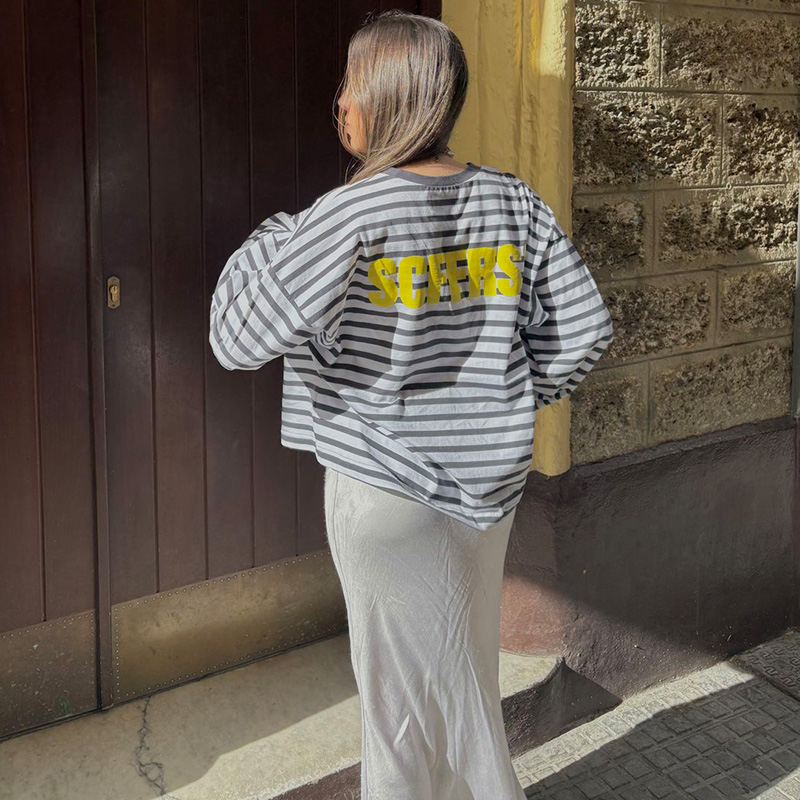 SCFFRS Striped Sweatshirt Tops - Women'S Fashion Trends 리뷰 및 가격